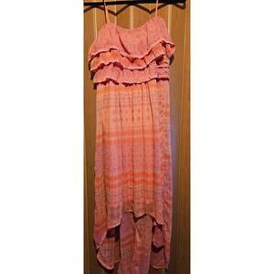Olsenboye  Summer Orange and Raspberry Spaghetti Strap Sundress